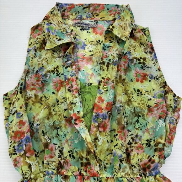 Bailey Blue Green Floral Print Collar Fit & Flare Mini Dress Size Small - Picture 3 of 9
